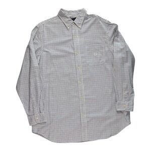 NWT Chaps Button Down Shirt Mens XL Tall White Blue Check Long Sleeve Office